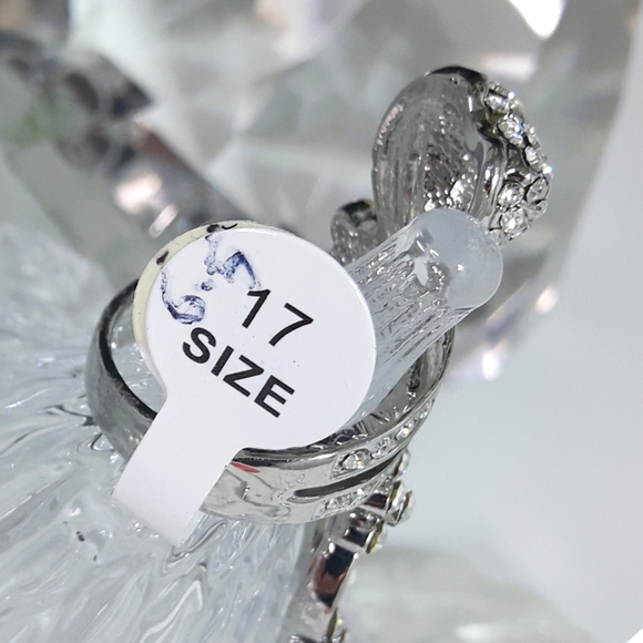 🆕️Heart Floral Rhinestones💖Fashion Silver Ring - Picture 5 of 7